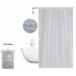 TENDA DOCCIA VASCA DA BAGNO EFFETTO CIELO STELLATO CON 12 GANCI 180X180 CM 87185