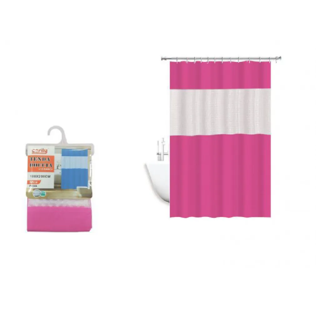 TENDA DOCCIA VASCA IMPERMEABIL ANTIMUFFA EVA ROSA/FUXIA GIUNTURA 180X240CM 52135