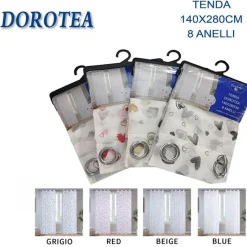 TENDA DOROTEA CUORI PANNELLO SINGOLO 8 BORCHIE PORTA FINESTRA BASTONE 140X280 CM