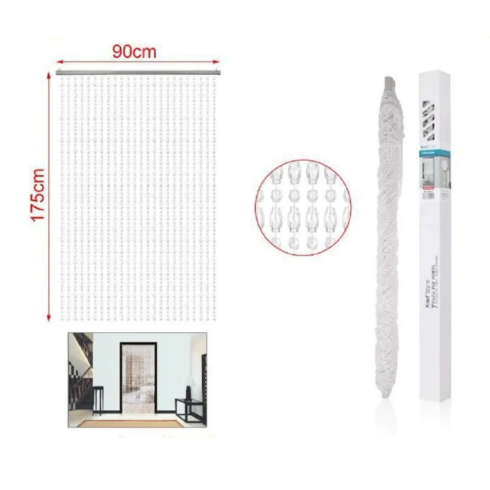 TENDA FILI CON PERLINE TRASPARENTI SUPPORTO PER PORTA 90X175CM MOSCHIERA 2002910