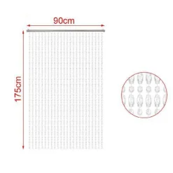 TENDA FILI CON PERLINE TRASPARENTI SUPPORTO PER PORTA 90X175CM MOSCHIERA 2002910