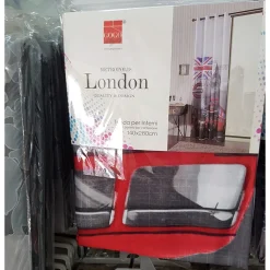 TENDA LONDON LONDRA BRITISH UK PANNELLO ANELLI ARREDO PORTA FINESTRA BASTONE