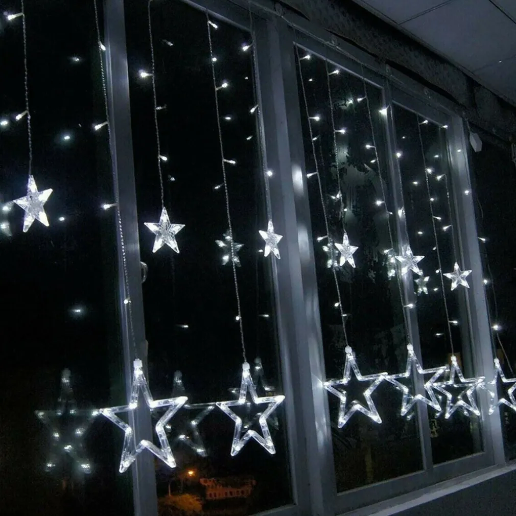 TENDA LUMINOSA NATALIZIA LED CON STELLE BIANCO FREDDO 2MT ESTERNO PROLUNGABILE