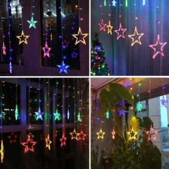 TENDA LUMINOSA NATALIZIA 140LED CON STELLE COLORATE RGB 2MT ESTERNO PROLUNGABILE