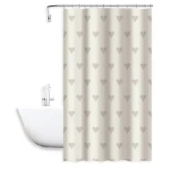 TENDA MODERNA DOCCIA VASCA BAGNO IMPERMEABILE PVC 12 GANCI CUORI 200X240CM 79229