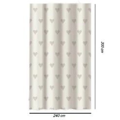 TENDA MODERNA DOCCIA VASCA BAGNO IMPERMEABILE PVC 12 GANCI CUORI 200X240CM 79229