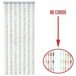 TENDA MOSCHIERA PORTA FINESTRA 100 X 220 CM 80 CORDE FILI PERLINE COLORATE