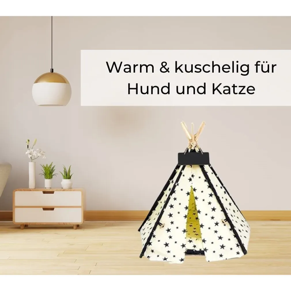 TENDA PER CANI GATTI ANIMALI DOMESTICI TEPEE CUSCINO CESTINO LAVABILE 50X50X70CM