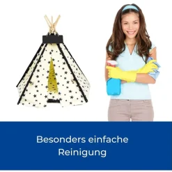 TENDA PER CANI GATTI ANIMALI DOMESTICI TEPEE CUSCINO CESTINO LAVABILE 50X50X70CM