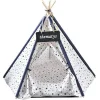 TENDA PER CANI GATTI ANIMALI DOMESTICI TEPEE CUSCINO CESTINO LAVABILE 60X60X90CM