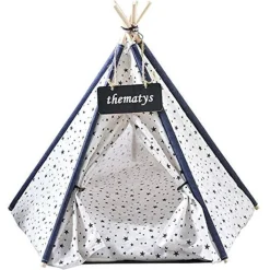 TENDA PER CANI GATTI ANIMALI DOMESTICI TEPEE CUSCINO CESTINO LAVABILE 60X60X90CM