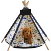 TENDA PER CANI GATTI RIMOVIBILE LAVABILE CON MORBIDO CUSCINO IN TELA 60X60X90CM