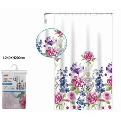 TENDA PER DOCCIA BAGNO STAMPA GARDEN FIORI FLOREALE 240X200CM CON 12 GANCI 87570
