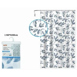 TENDA PER DOCCIA VASCA BAGNO CON 12 GANCI MOTIVO RAMETTI FOGLIE 180X200 CM 87577