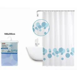 TENDA PER DOCCIA VASCA BAGNO DESIGN CON CERCHI BICOLORE 180X200CM 12 GANCI 87599