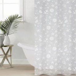 TENDA PER DOCCIA VASCA BAGNO DESIGN STILE MARINO 180X200 CM CON 12 ANELLI 87587