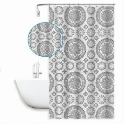 TENDA PER DOCCIA VASCA DA BAGNO DESIGN A MANDALA 240X200 CM CON 12 ANELLI 87590