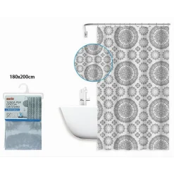 TENDA PER DOCCIA VASCA DA BAGNO DESIGN A MANDALA 180 X 200CM CON 12 ANELLI 87589