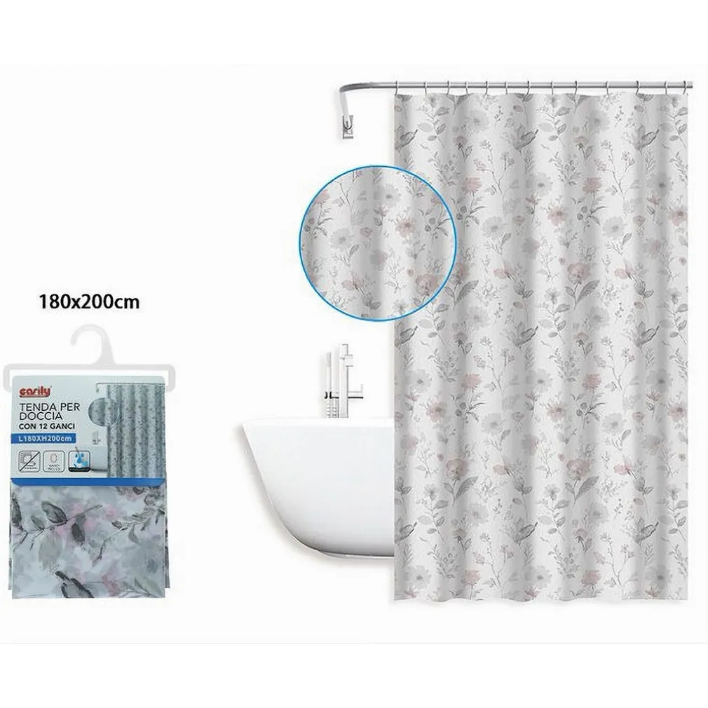 TENDA PER DOCCIA VASCA DA BAGNO DESIGN PRIMAVERILE 180X200CM CON 12 ANELLI 87595