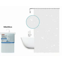 TENDA PER DOCCIA VASCA DA BAGNO GALASSIA BIANCA 180 X 200 CM CON 12 ANELLI 87585