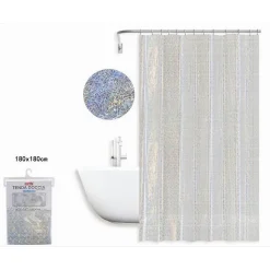 TENDA PER DOCCIA VASCA DA BAGNO DESIGN ASTRATTO CON 12 GANCI 180 X 180 CM 87187