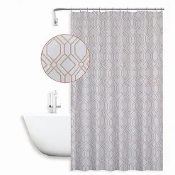 TENDA PER DOCCIA VASCA DA BAGNO DESIGN GEOMETRICO 180X200CM CON 12 ANELLI 87095