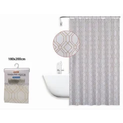 TENDA PER DOCCIA VASCA DA BAGNO DESIGN GEOMETRICO 180X200CM CON 12 ANELLI 87095