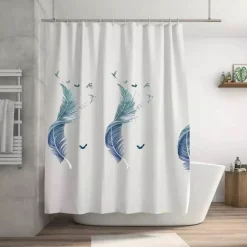 TENDA PER DOCCIA VASCA DA BAGNO PEVA 12 GANCI DECORATA CON PIUME 180X200CM 87571