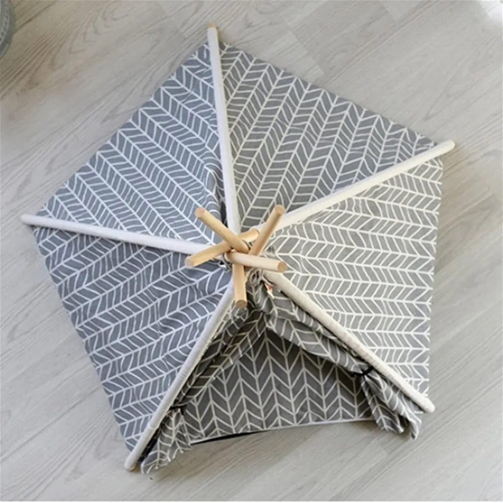 TENDA PORTATILE PER ANIMALI DOMESTICI CANI GATTI CASA TEEPEE LAVABILE 60X60X90CM