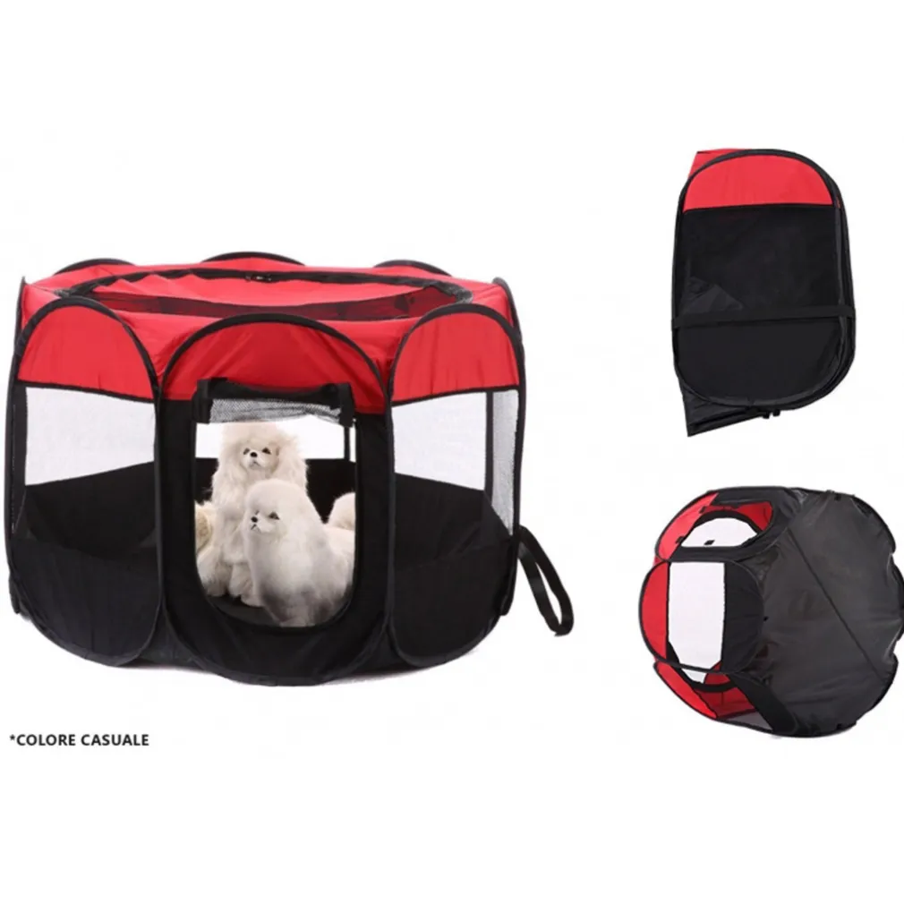 TENDA PORTATILE PIEGHEVOLE CANI GATTI CUCCIA 65x65x50 CM ZANZARIERA CON BORSA