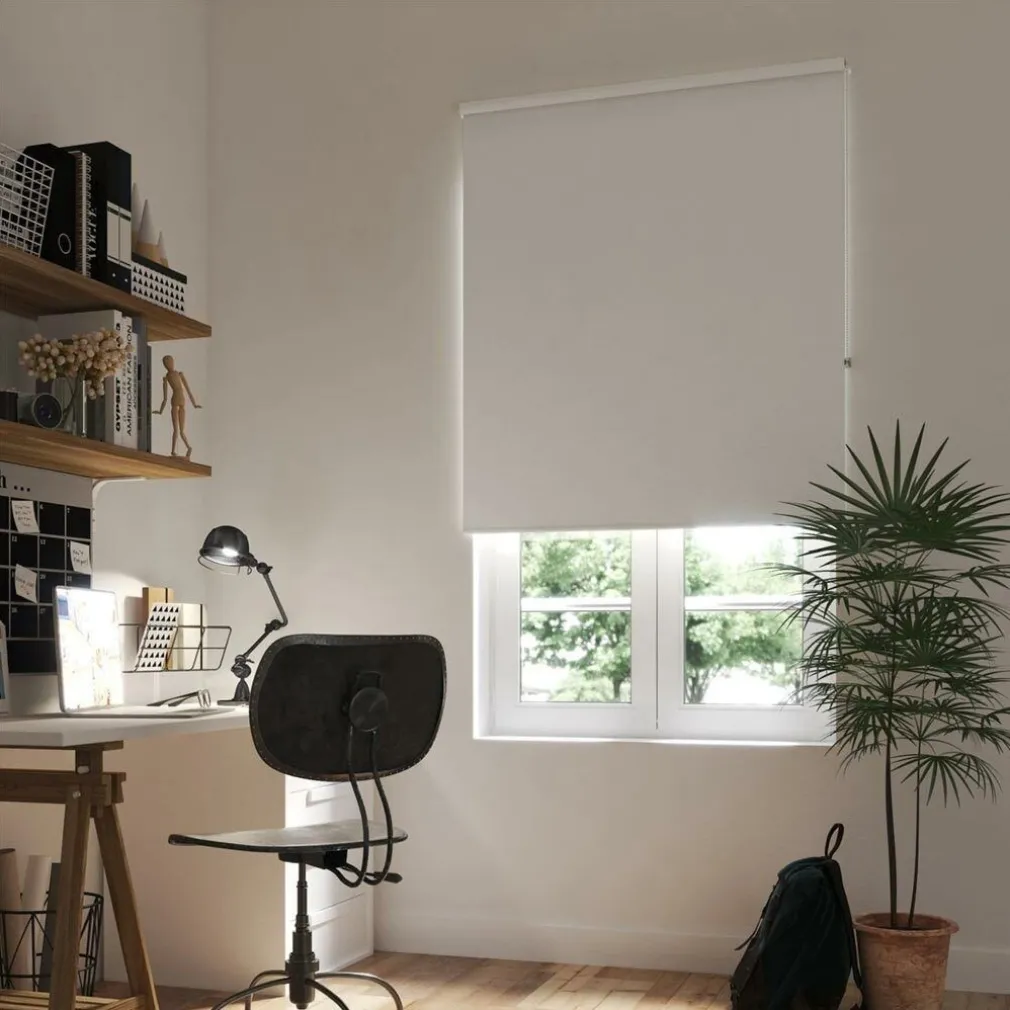 TENDA RULLO OSCURANTE 140X180CM BIANCO CON CATENINA TENDE PARASOLE FINESTRA CASA