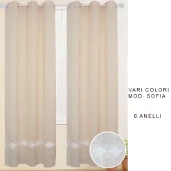TENDA SOFIA PANNELLO SINGOLO 6 BORCHIE PORTA FINESTRA CUCINA BASTONE 140X290 CM
