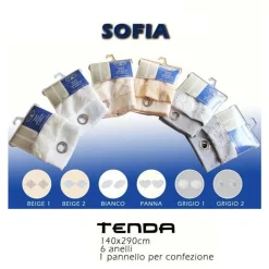 TENDA SOFIA PANNELLO SINGOLO 6 BORCHIE PORTA FINESTRA CUCINA BASTONE 140X290 CM
