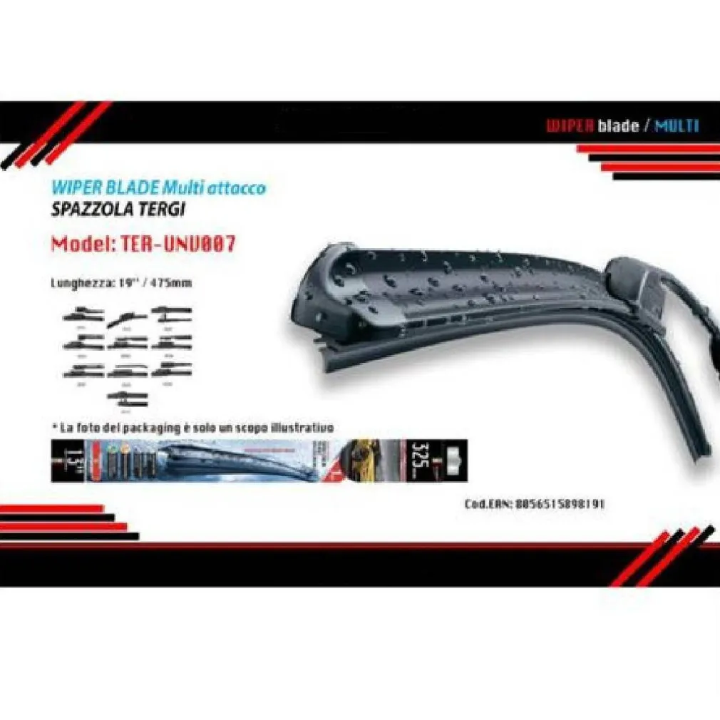 TERGICRISTALLO UNIVERSALE SPAZZOLA MULTIATTACCO AUTO 19”/475MM TER-UNV007 MAXTECH