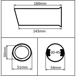 TERMINALE DI SCARICO DIAMETRO 30-45MM LUNGHEZZA 160MM COPERTURA CROMATA MARMITTA
