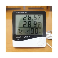 TERMOMETRO IGROMETRO DIGITALE TEMPERATURA UMIDITA' ORA DATA CASA HTC-2 CON SONDA