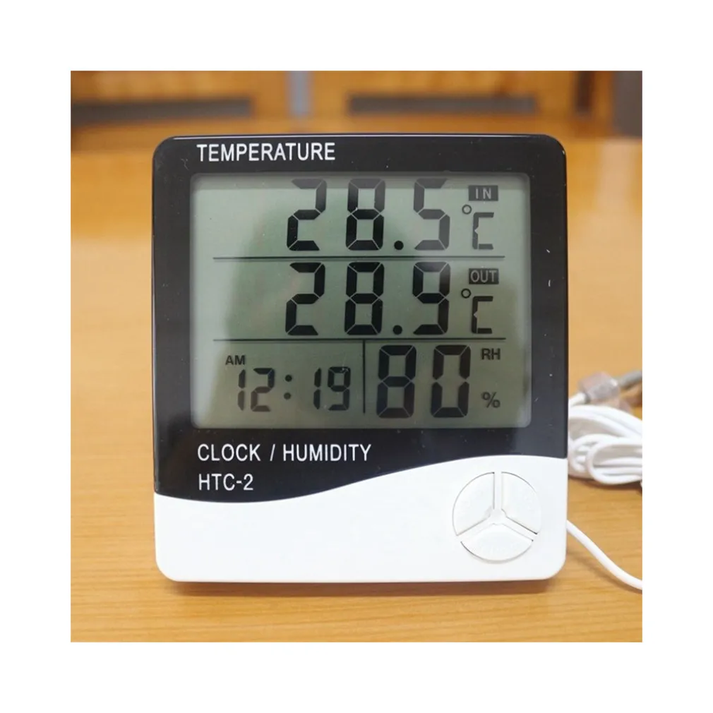 TERMOMETRO IGROMETRO DIGITALE TEMPERATURA UMIDITA' ORA DATA CASA HTC-2 CON SONDA