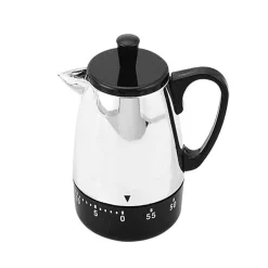 TIMER DA CUCINA MECCANICO A FORMA DI TEIERA CROMATO COTTURA ALIMENTI