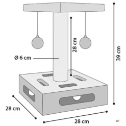 TIRAGRAFFI FENICOTTERO CON PALLINE SONAGLI IN TURCHESE PER GATTO 28X28X37.5 CM