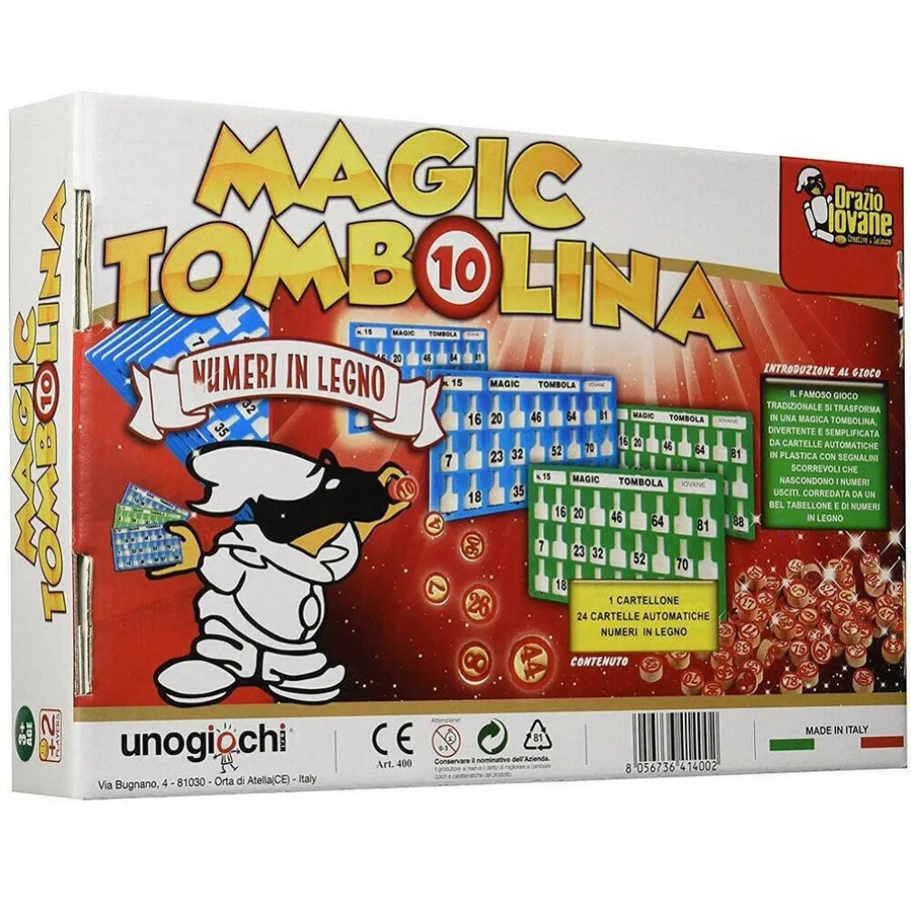 TOMBOLA MAGIC TOMBOLINA CON 24 CARTELLE CARTELLONE E NUMERI IN LEGNO