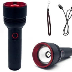 TORCIA A LED PROFESSIONALE RICARICABILE POTENTE LUCE ZOOM FINO A 500MT POWERBANK