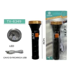 TORCIA ELETTRICA LUCE LED RICARICABILE USB PER ESCURSIONISMO CAMPEGGIO TX-8349