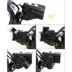 TORCIA LAMPADA FRONTALE LED RICARICABILE 3LED 5000 LUMEN CREE T6 100MT 180° 1825