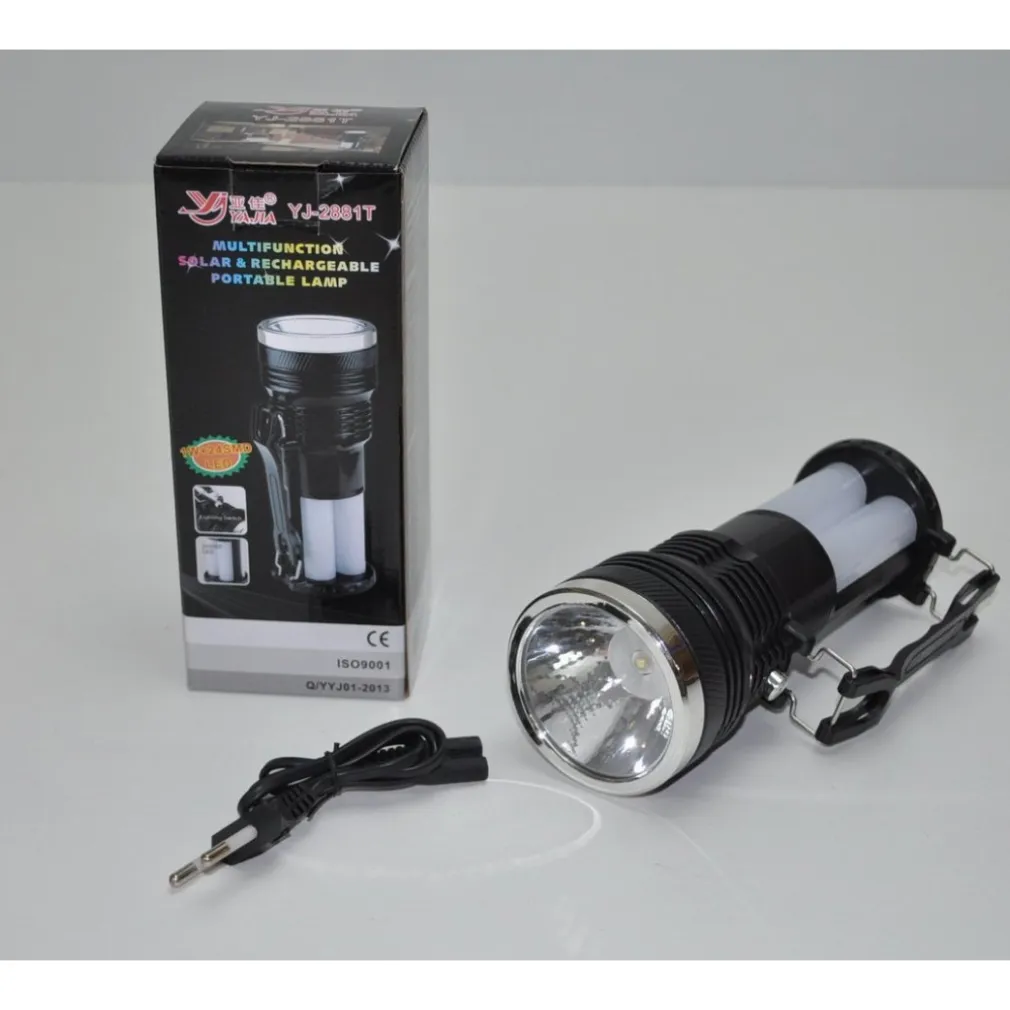 TORCIA LAMPADA LANTERNA A LED SMD RICARICABILE ENERGIA PANNELLO SOLARE YJ-2881T