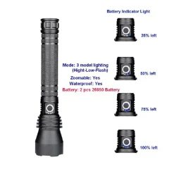 TORCIA LAMPADA LED CREE P50 RICARICABILE 2000 LUMEN 80000 W ZOOM DOPPIA BATTERIA