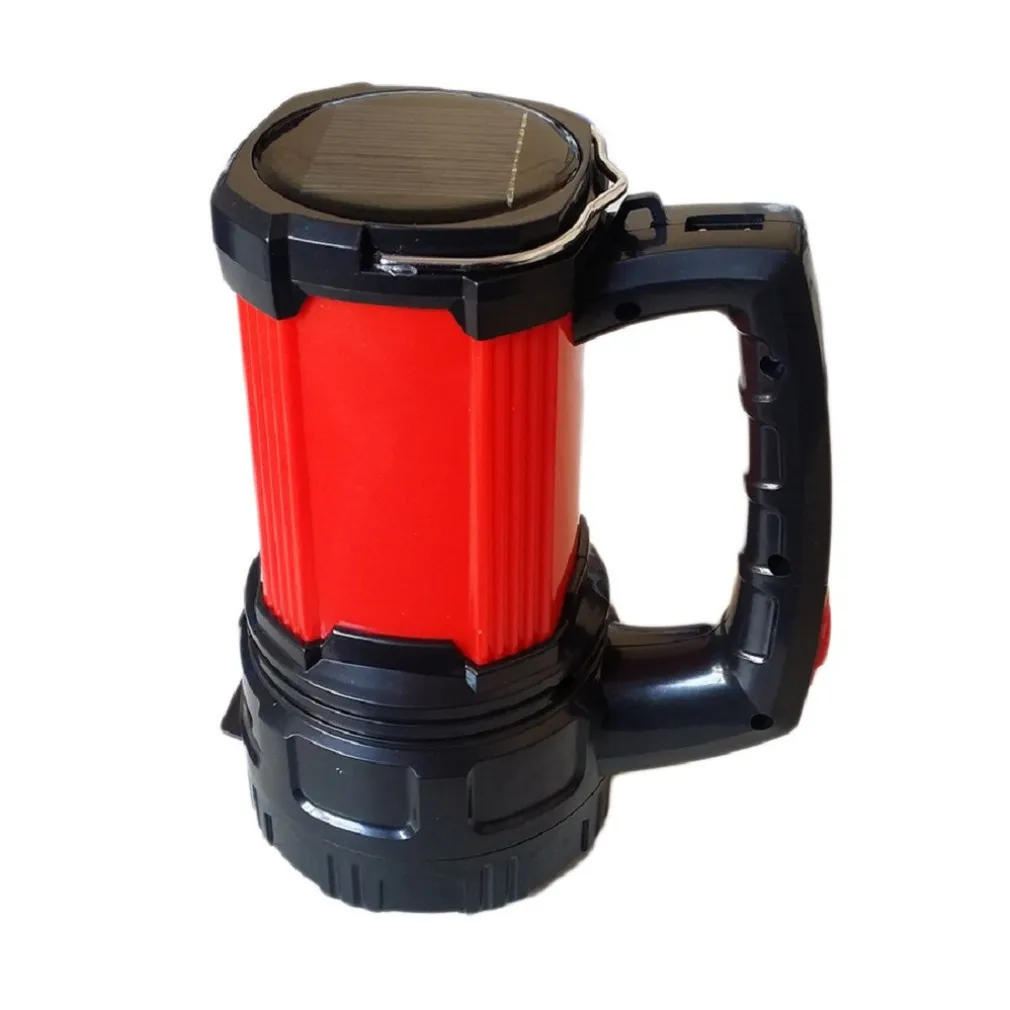 TORCIA LANTERNA LAMPADA LED RICARICABILE 1 LED + 16 SMD CON PANNELLO SOLARE USB