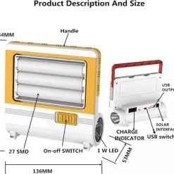 TORCIA LANTERNA LAMPADA RICARICABILE 27 LED MULTIFUNZIONALE CARICATORE EMERGENZA