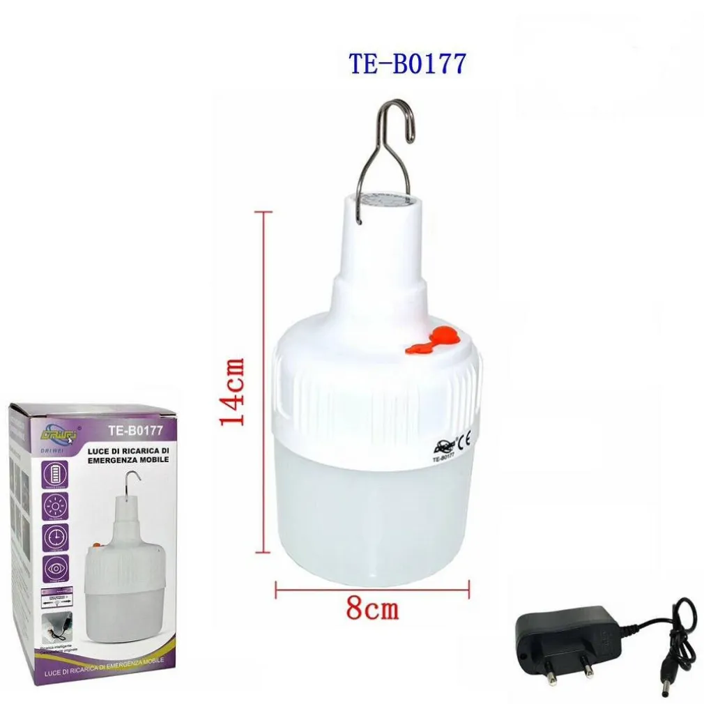 TORCIA LANTERNA PORTATILE LED DA CAMPEGGIO GANCIO LUCE BIANCA EMERGENZA TE-B0177