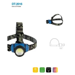 TORCIA LED COB FRONTALE TESTA 3W LUCE REGOLABILE ESCURSIONI PESCA GITE DT-2016