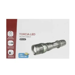 TORCIA LED CREE Q5 RICARICABILE PER CASA CAMPEGGIO ESCURSIONI CON GANCIO DT-2121